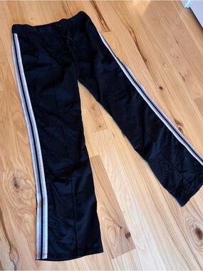Y2K Black Track Pants with Side Stripes Sz Small
